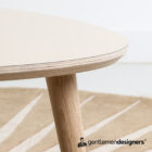 table basse beige et chêne sur mesure